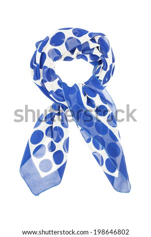 White silk scarf in blue circle isolated on white background Royalty-Free Stock Photo #198646802