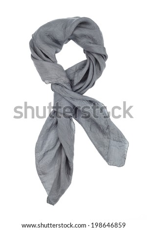A gray silk neckerchief isolated on white background Royalty-Free Stock Photo #198646859