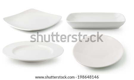 white  ceramics plate isolated on white background Royalty-Free Stock Photo #198648146