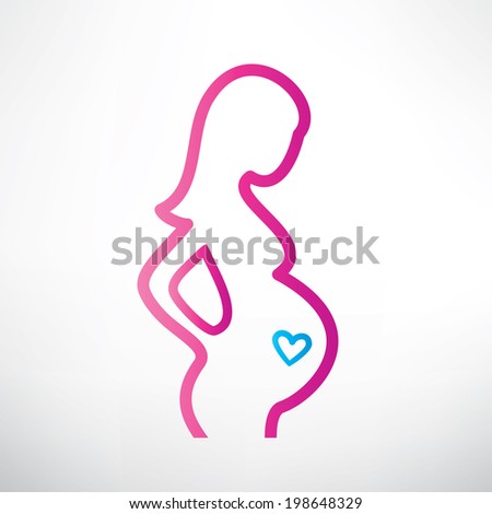 pregnant woman symbol,outlined vector sketch
