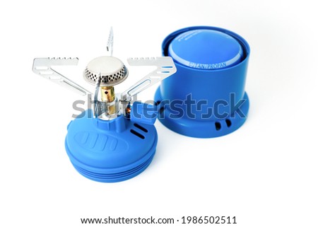 Camping Stove On White Background. Portable gas Camping stove.