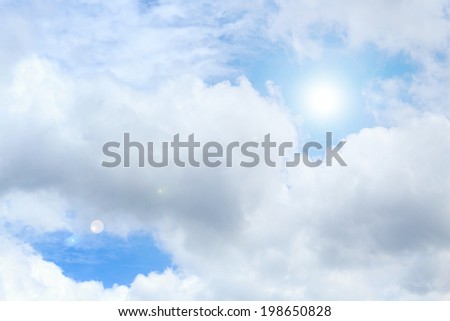 Blue Sky and Cloud with Sun Background.