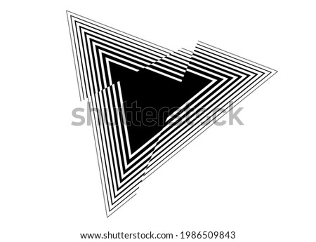 Abstract broken triangular pattern. Trendy black and white vector background