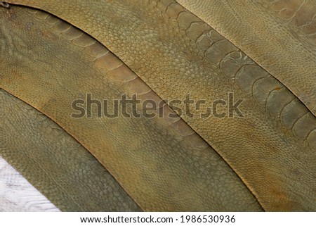 Natural genuine yellow-green dyed ostrich legs leather 