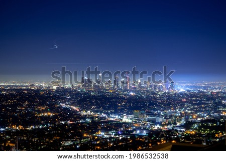 Night view of Downtown Los Angeles USA