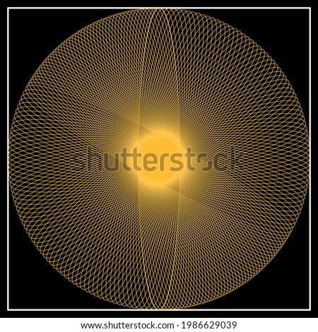 Spirograph abstract element on a black background, home decoration design