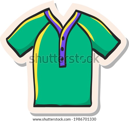 Hand drawn Baseball jersey icon in sticker style vector illustration