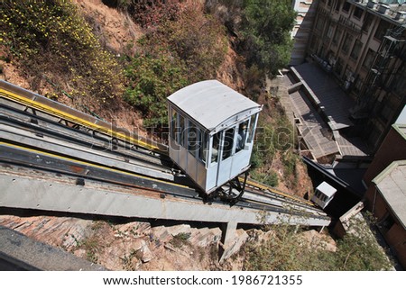 The vintage funicular in Valparaiso, Pacific coast, Chile
