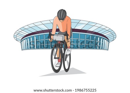 Cycling man on stadium background vector Illustration.