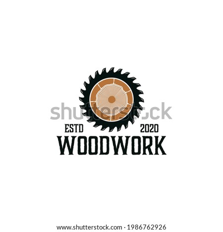 Vintage Retro Sawmill, wood logo design inspiration