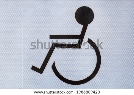 Disabled parking road sign. Background with copy space for text