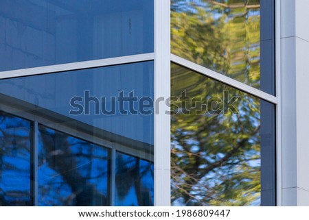 Element of a modern glass building. Background or blank with copy space. Underlay for text or lettering