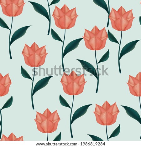 Tulips. Seamless pattern with flowers for print, greeting cards, advertising.
