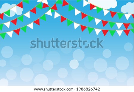 Italian holiday background with green red white flags.