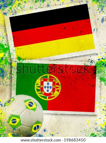 German vs Portugal soccer ball concept                               