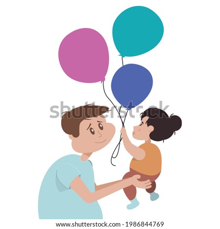 Happy father’s day card. Cute little girl with her father, greeting card? poster, Father's day concept, Concept design for banner, greeting card, t-shirt, print, poster. Vector illustration