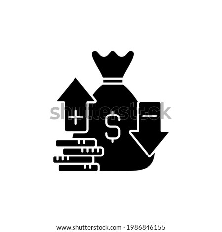 Moneyline black glyph icon. Betting on specific team for game winning. Fixed-odds gambling. Playing money line bet. Sports wagering. Silhouette symbol on white space. Vector isolated illustration Royalty-Free Stock Photo #1986846155