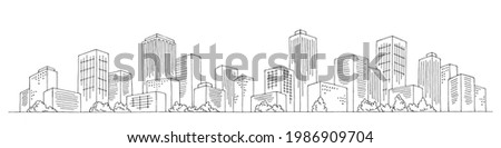 City graphic black white cityscape skyline sketch illustration vector  Royalty-Free Stock Photo #1986909704