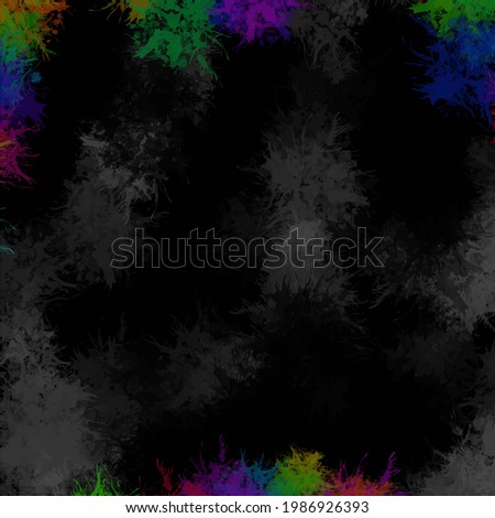 abstract vector pattern of brush strokes of gray and splashes of colored paint on contrasting background