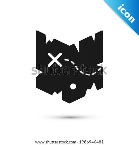 Grey Pirate treasure map icon isolated on white background.  Vector