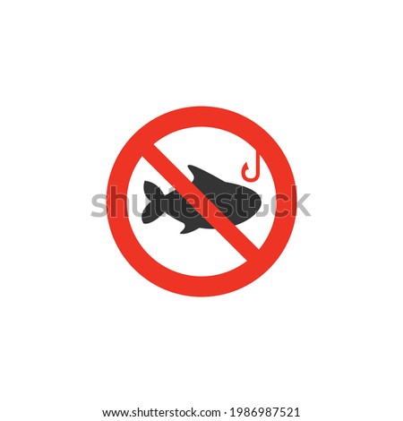 No fishing circle icon vector on a white background