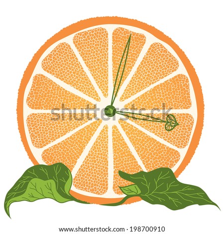  illustration of stylized  orange slice  as a clock