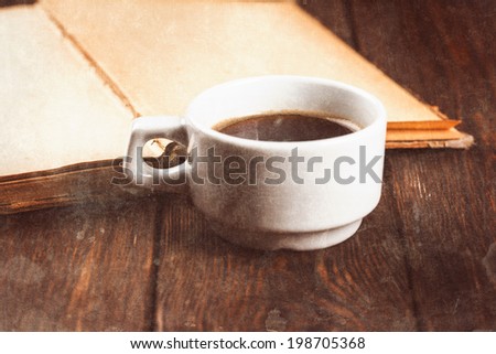 espresso coffee on wooden background