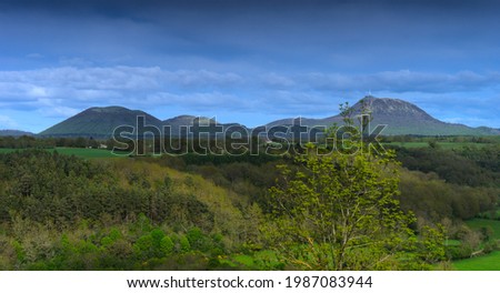 Puy-de-Dome and Puy-de-Come, Auvergne volcanoes, chain of Puys Royalty-Free Stock Photo #1987083944