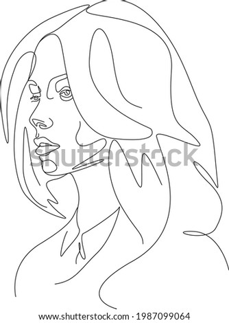 minimalist one line drawing woman face illustration in line art style
