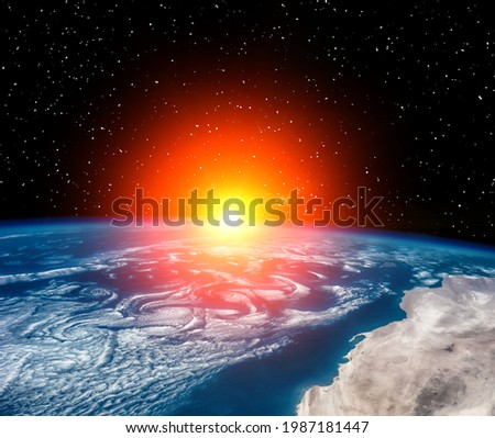 Sunrise  from space. The elements of this image furnished by NASA.


