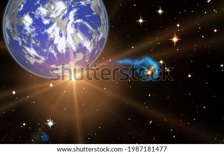 Planet earth and fascinating sunrise. The elements of this image furnished by NASA.

