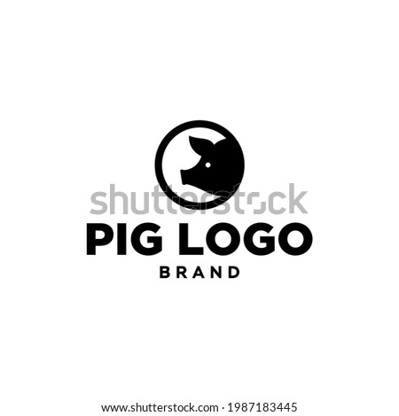 pig head logo design in circle, mascot of pork in modern minimal style design Illustration vector