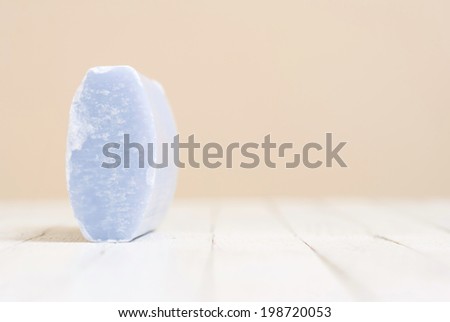 soap block on white wood table