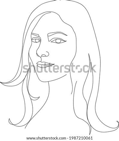 Woman abstract face, one line drawing. Hand drawn outline illustration. Continuous line. Portret female. Vector illustration
