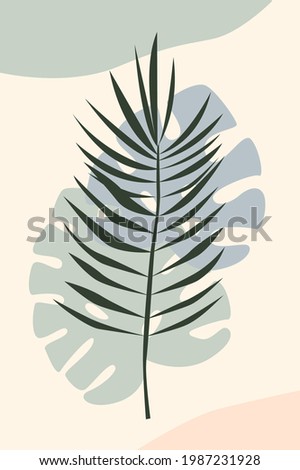 Plant branch. Abstract minimalist boho poster or t shirt design template 
