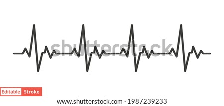 Heart cardiogram line icon. Simple outline style. pulse, ecg, ekg, hertbeat, electrocardiogram, graph, rhythm cardioid concept. Vector illustration isolated on white background. Editable stroke EPS 10 Royalty-Free Stock Photo #1987239233