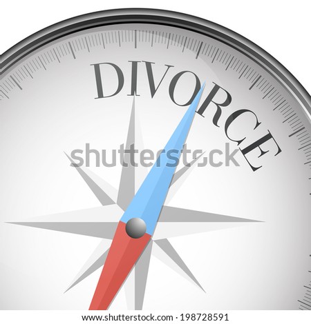 detailed illustration of a compass with divorce text, eps10 vector
