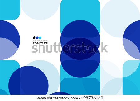 Blue modern geometric design template on white. Abstract background with copy space