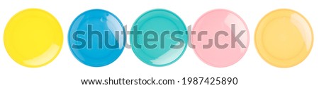 Set of empty plate plastic isolated on white background