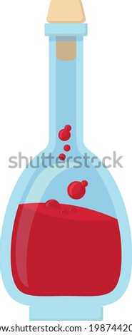 Vector illustration of small vial with red, bubbly liquid inside - Potion of lesser healing - no embellishments Royalty-Free Stock Photo #1987442018