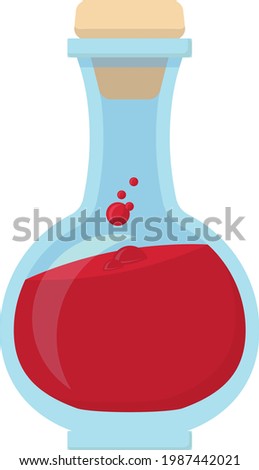Vector illustration of medium vial with red, bubbly liquid inside - Potion of lesser healing - no embellishments Royalty-Free Stock Photo #1987442021