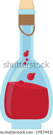 Vector illustration of small vial with red, bubbly liquid inside - Potion of lesser healing - with embellishments Royalty-Free Stock Photo #1987442024