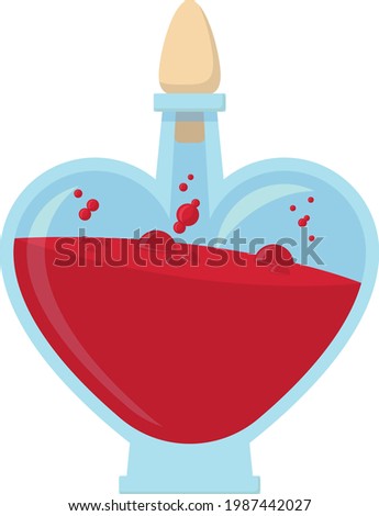 Vector illustration of greater, heart shaped vial with red, bubbly liquid inside - Potion of lesser healing - no embellishments Royalty-Free Stock Photo #1987442027