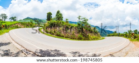 curve asphalt road view, panorama