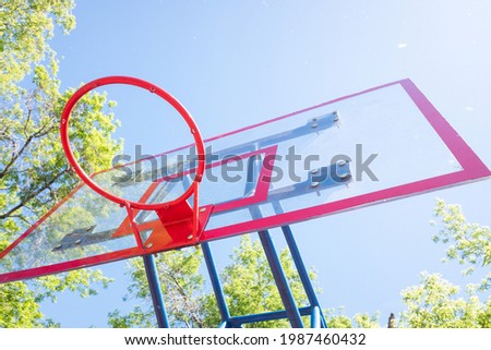 outdoor basketball hoop playground in summer