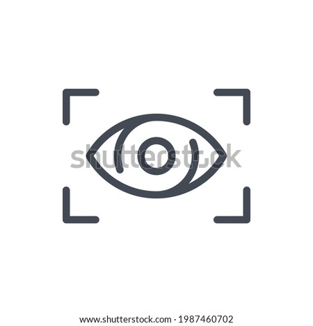 Eye scan line icon. Digital eye with scanning frame vector outline sign. Royalty-Free Stock Photo #1987460702