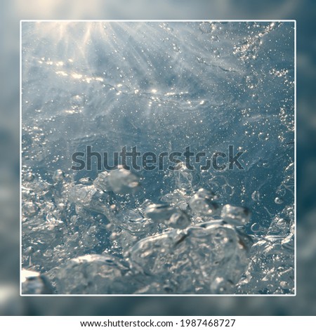 Air bubbles, underwater bubbles underwater background blank text box