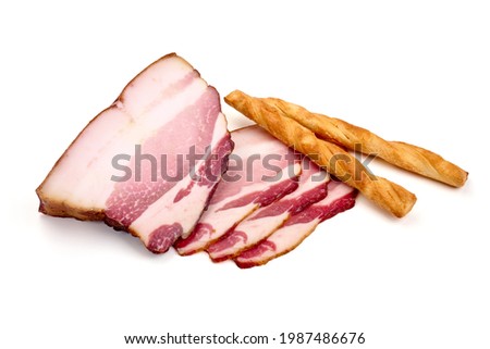 Smoked pork meat, isolated on white background. High resolution image