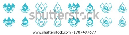 Product packaging sticker. Marking - neutral pH. Liquid drops symbol. Vector elements Royalty-Free Stock Photo #1987497677