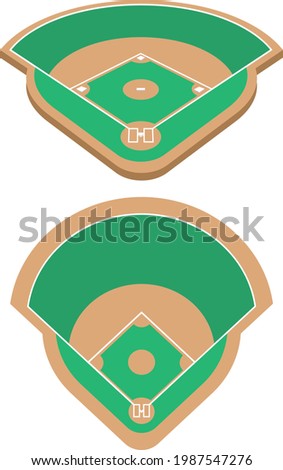 Baseball Field, european Baseball field in different point of perspective view